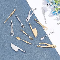 304ステンレススチール製ビッグペンダント  混合図形  ゴールデン·ステンレス鋼色  12個/箱&nbsp;STAS-UN0022-27