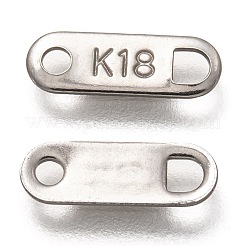 変色しにくい304ステンレススチールスライスチェーンタブ  単語k18の楕円形  ステンレス鋼色  11x4x0.5mm  穴：1.5~2mm&nbsp;STAS-Z024-02P