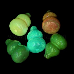 UVメッキ＆蓄光アクリルビーズ  虹色の  ヒョウタン  ミックスカラー  21x15mm  穴：2mm&nbsp;SACR-G034-05