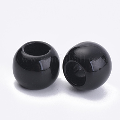 不透明なアクリルビーズ  大穴ビーズ  ラウンド  ブラック  15x12mm  穴：8mm  約325個/500g&nbsp;SACR-S300-15D-02