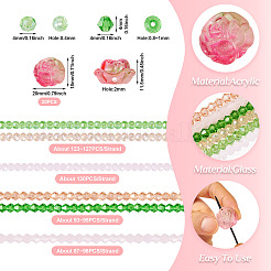 DIY Rose Flower Glass & Acrylic Beads Jewelry Making Finding Kit&nbsp;DIY-TA0010-10