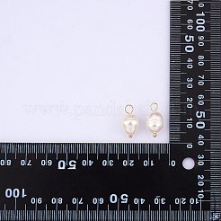 天然養殖淡水パールペンダント  本物の 18K ゴールドメッキのブラスループ付き  ライス  古いレース  16.5~17mm  穴：3mm  約50個/箱&nbsp;PEAR-SZ0001-08