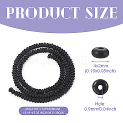 1連売り天然ブラックオニキス（染色＆加熱）ビーズ連売り  艶消し  ロンデル  4x2mm  穴：0.9mm  約167~173個/連  15.16~15.35インチ（38.5~39cm）&nbsp;G-TA0002-78
