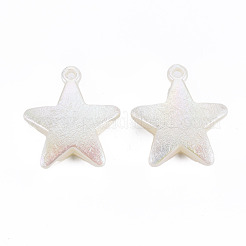 電気メッキABSプラスチック模造真珠ペンダント  スター  貝殻色  32.5x29x8mm  穴：2mm&nbsp;KY-T023-003