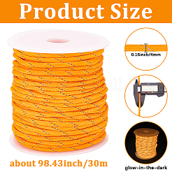 30mの蓄光ポリエステルコード  プラスチックスプール付き  ラウンド  ダークオレンジ  4mm&nbsp;AJEW-SP0004-86B