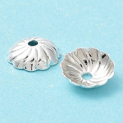 真鍮製ビーズキャップ  カドミウムフリー＆鉛フリー  花  925銀メッキ  7x7x2mm  穴：1.2mm&nbsp;X-KK-R149-16S