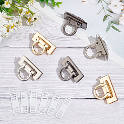 6個 3色 亜鉛合金 バッグツイストロックアクセサリー  ハンドバッグロック  長方形  ミックスカラー  3.4x4.6x2.3cm  2個/カラー&nbsp;AJEW-UN0001-77