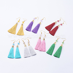 Ice Silk Thread Tassel Dangle Earrings&nbsp;EJEW-P142-A