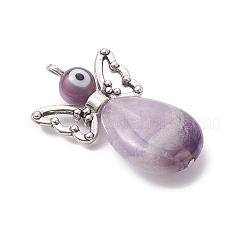 4Pcs Natural Gemstone Pendants&nbsp;PALLOY-JF04380