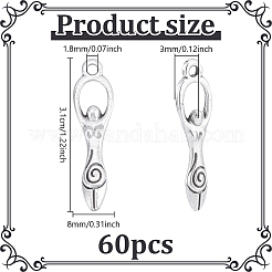 チベット風アロイペンダント60個  螺旋の女神  アンティークシルバー  31x8x3mm  穴：1.8mm&nbsp;FIND-GA0008-22