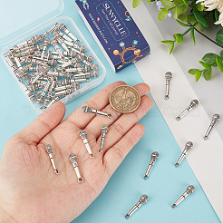 チベット風アロイペンダント60個  マイク  カドミウムフリー＆鉛フリー  アンティークシルバー  26x7x5mm  穴：2.5mm&nbsp;TIBE-SC0004-55-RS