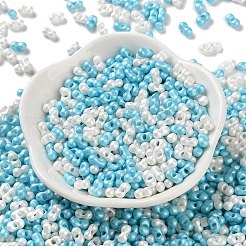 ガラスシードビーズ  不透明色の光沢  ピーナッツ  カラフル  5~6x2.5~3x3~3.5mm  穴：1~1.2mm  約5000個/ポンド&nbsp;SEED-L011-04A-18