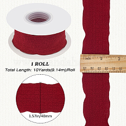 縫製装飾用のポリエステル製フリルリボン  暗赤色  1-5/8インチ（40mm）  約9.84ヤード（9m）/ロール&nbsp;OCOR-WH20007-02G