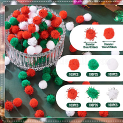 600Pcs 6 Colors Christmas Handmade DIY Doll Craft Pom Pom Yarn Pom Pom Balls&nbsp;AJEW-TA0003-34