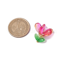 ガラスチャーム  花  真鍮パーツ  ミックスカラー  20.5x22x22mm  穴：2.5x2mm&nbsp;PALLOY-MZ00657