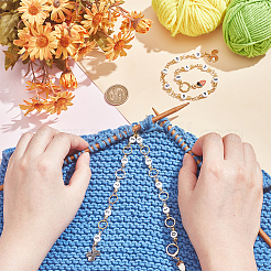 2Pcs 2 Style  Autumn Acrylic Beaded Knitting Row Counter Chains with Alloy Emanel Squirrel Acorn&nbsp;HJEW-AB00690