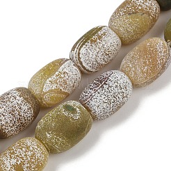 天然石風化瑪瑙ビーズ連売り  染め＆加熱  バレル  黄緑  17~18x12.5~13mm  穴：1.2~1.4mm  約22個/連  15.08''（38.3センチメートル）&nbsp;G-NH0047-B06-02
