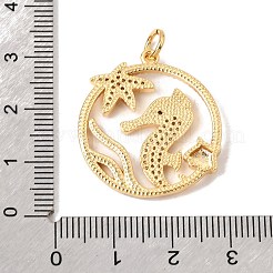Brass Micro Pave Clear Cubic Zirconia Pendants&nbsp;CU-CBA6344-01G