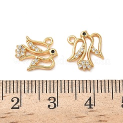 真鍮マイクロパヴェクリアキュービックジルコニアチャーム  鳥  ニッケルフリー  18KGP本金メッキ  11.5x12x2mm  穴：1.2mm&nbsp;KK-B160-12G