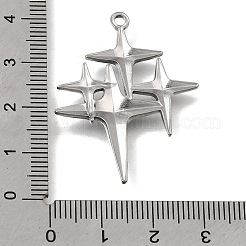 304ステンレスペンダント  エナメル  スターのチャーム  ステンレス鋼色  ホワイト  38.5x30x3mm  穴：2mm&nbsp;STAS-N108-90P-01