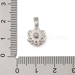 真鍮製マイクロパヴェキュービックジルコニアペンダント  ジャンプリングチャーム付き  スノーフレーク  12x10x3mm  穴：3x5mm&nbsp;KK-U041-02P-03
