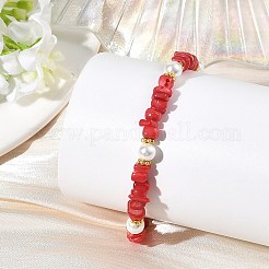 Natural Freshwater Shell Beads & Shell Pearl Beaded Bracelets&nbsp;BJEW-JB14212