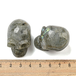Halloween Natural Labradorite Skull Figurines&nbsp;DJEW-L021-01F