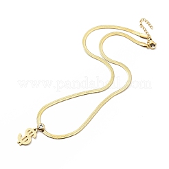 Crystal Rhinestone Dollar Sign Pendant Necklace with Herringbone Chains&nbsp;NJEW-I116-03G