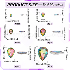 94Pcs 6 Style Glass Rhinestone Cabochons&nbsp;GLAA-FG0001-15