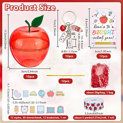 12Pcs Teachers' Day Apple Shaped Transparent Plastic Jewelry Gift Storage Boxes&nbsp;AJEW-OC0016-14