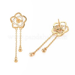 Brass Micro Pave Clear Cubic Zirconia Stud Earring Findings&nbsp;KK-S364-132