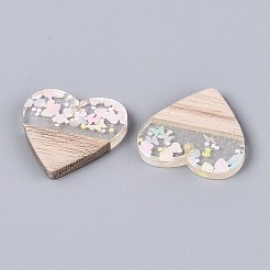 20Pcs 10 Styles Transparent Resin & Ash Wood Pendants&nbsp;RESI-N053-17