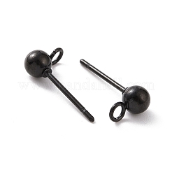 304ステンレススチールボールスタッドピアス金具  カン付き  ガンメタ色  15x7x4mm  穴：1.7mm  ピン：0.7mm&nbsp;STAS-G099-09B