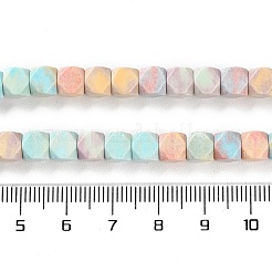 天然レインボーアラシャン瑪瑙ビーズ連売り  染め  多面カットキューブ  ミックスカラー  6x6x6mm  穴：0.7mm  約68個/連  15.94インチ（40.5cm）&nbsp;G-NH0022-L01-01