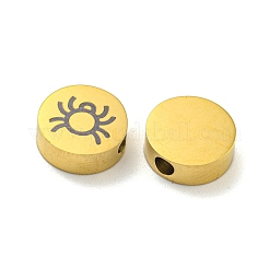 ハロウィーンテーマ 304 ステンレススチールビーズ  18KGP本金メッキ  フラットラウンド  クモ  8x3mm  穴：2mm&nbsp;STAS-M069-01S-G