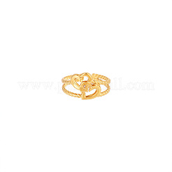 女性用304ステンレススチールカフオープンリング  ハート  ゴールドカラー  15~20mm&nbsp;WGA534B-01