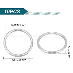 304ステンレススチールリンクリング  マクラメクラフトフープ  丸いリング  ステンレス鋼色  60x5mm  内径：50mm&nbsp;STAS-WH0022-85B
