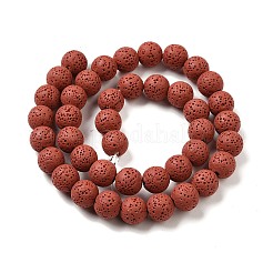 天然溶岩岩ビーズ連売り  染め  ラウンド  チョコレート  8mm  穴：約2mm  約52個/連  15.5インチ&nbsp;G-L435-03-8mm-12