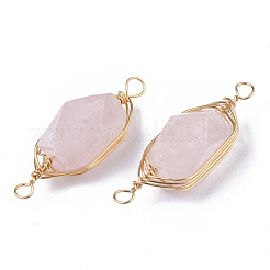 Natural Rose Quartz Links connectors&nbsp;G-T131-04D