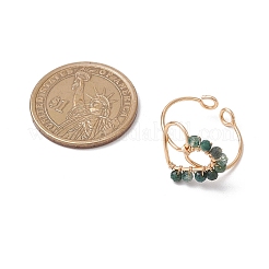 天然モスアゲートのカフリング  ハート  環境に優しい銅線付き  16.5x17mm  内径：20mm&nbsp;RJEW-TA00206-04