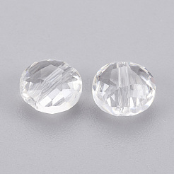 模造オーストリアクリスタルビーズ  グレードAAA  k9ガラス  多面カット  フラットラウンド  透明  6x3.5mm  穴：0.7~0.9mm&nbsp;SWAR-F053-6mm-01