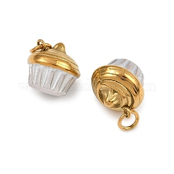 304ステンレスペンダント  丸カン付き  食品のテーマ  ゴールデン＆シルバー  ケーキ  14x14mm  穴：4mm&nbsp;LS-STAS-B096-02GS-01