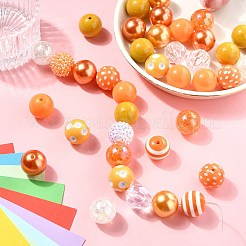 DIY フーセンガム風ブレスレットペンダント装飾作成キット  アクリルビーズや鉄ビーズなど  合金クラスプ  エンドチェーン  ワイヤー  ダークオレンジ  17~20x19~20mm  穴：2mm&nbsp;MACR-CJC0010-01A