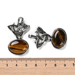 天然石タイガーアイペンダント  真鍮パーツ  鉛フリー＆カドミウムフリー  楕円形の月  34x24x6mm  穴：6.5x5mm&nbsp;G-F777-02AS-06