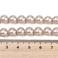 曇りガラスパールビーズ連売り  ラウンド  桃パフ  8mm  穴：0.7mm  約51~52個/連  15.94~16.02''（40.5~40.7センチメートル）&nbsp;GLAA-A044-08A-12