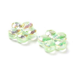 透明アクリルビーズ  プラム  ABカラーメッキ  芝生の緑  13.5x14.5x4.5mm  穴：1.8mm  約1111個/500g&nbsp;PACR-H004-01F