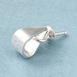 ロジウムメッキ 925 スターリングシルバーカップパールベイルピンペンダント  片穴パーツ用  銀  6x3mm  穴：3.5x5mm  ピン：0.7mm&nbsp;STER-P008-02