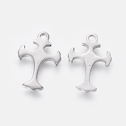 変色しにくい201ステンレススチールの小さなクロスチャーム  ステンレス鋼色  14x9.5x1mm  穴：1.2mm&nbsp;STAS-L233-082P