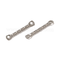 変色しない304ステンレススチールコネクタチャーム  テクスチャバーリンク  ステンレス鋼色  15x2.5x1.2mm  穴：1.2mm&nbsp;STAS-Q323-09P