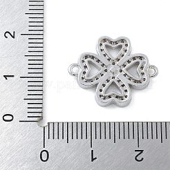 Rack Plating Brass Micro Pave Clear Cubic Zirconia Clover Connector Charms&nbsp;KK-A234-042P